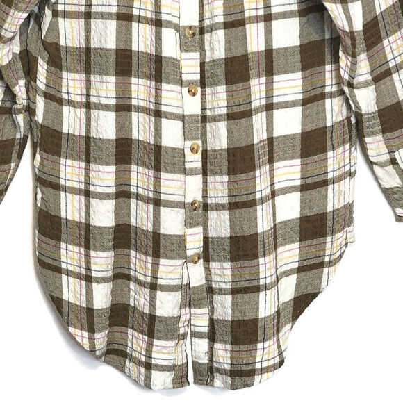 Anthropologie Plaid Button Back Long Sleeve Button Front Tunic Shirt Size XS - Picture 9 of 14